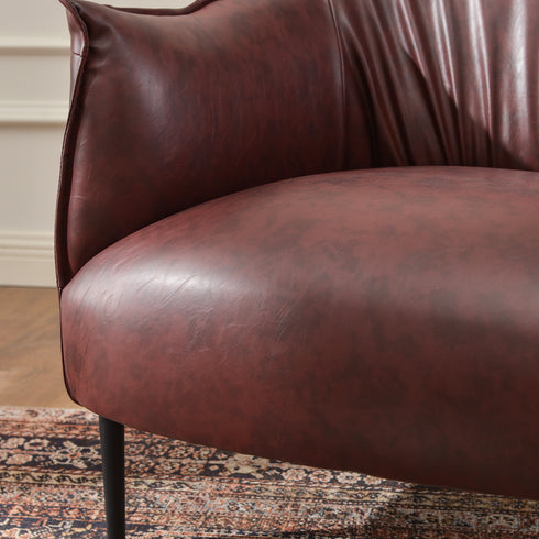 Kadar Leather Barrel Chair-Red Modern Leather Chair | Accent Chairs | Kinwell Furniture | Barrel Chairs